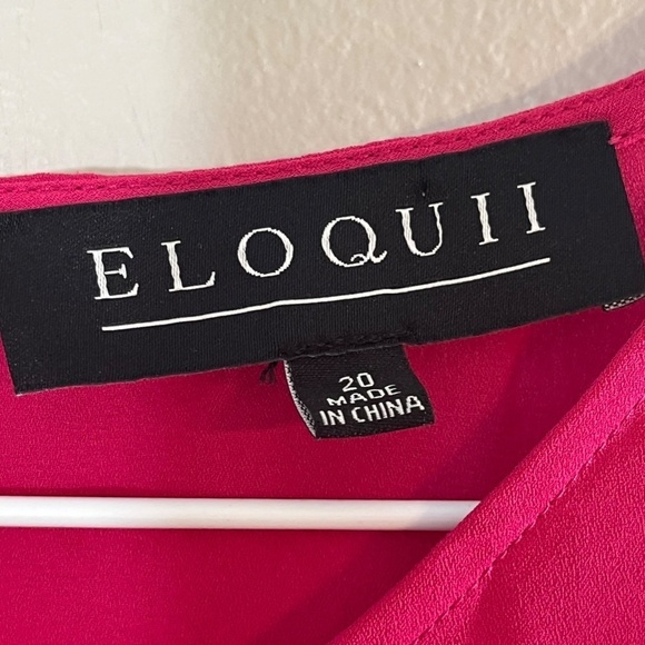 Eloquii Top Women 20 Pink Pullover High Neck Cold Shoulder Puff Sleeve Keyhole - Picture 2 of 13